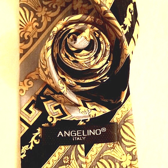 Vintage Angelino Italy Geometic Abstrct Greek Roman Design Silk Neccktie - Picture 4 of 5